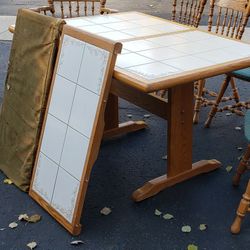 Wood and Ceramic Dinning Table Only...This Has no Chairs!!!