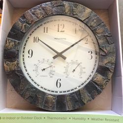 Indoor Outdoor Clock With Humidity & Thermometer 