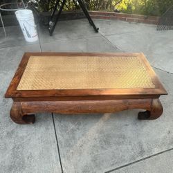 asian rattan wood coffee table