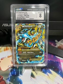 Pokemon Secret rare M Charizard from flash fire graded CGC 8