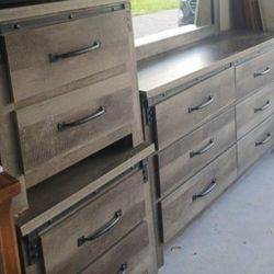 Gray dresser,black Microwave 