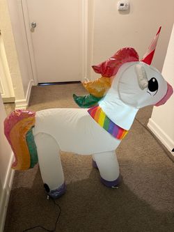 Inflatable Unicorn Decoration with Rainbow Mane