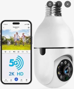 2 pack of Light Bulb Security Camera -5G& 2.4GHz WiFi 2K Security Cameras Wireless Outdoor Motion Detection And Alarm,Two-Way Talk,Color Night Vision,