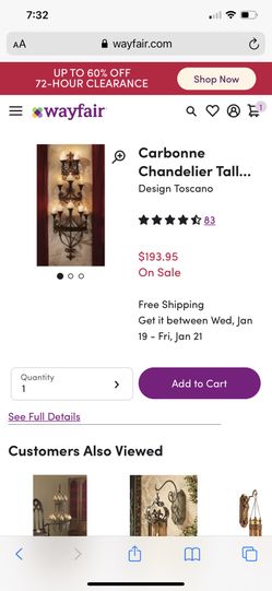 New both in box Chandelier Scones