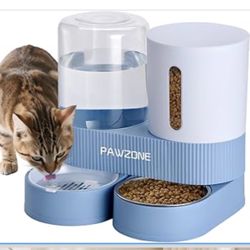 2 Pack Automatic Cat Feeder Stainless Steel Water Dispenser Gravity Food Feeder and Waterer Set with Pet Food Bowl for Small Medium Kitten Puppy Pets 