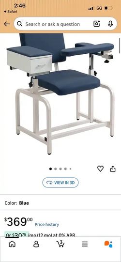 Blood Drawing Phlebotomy Chair w/Drawer (Ambidextrous)