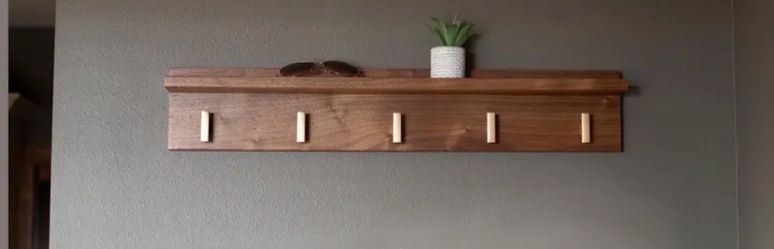 Solid Walnut Coat Rack with Shelf: Entryway Organizer