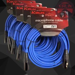 KIRLIN 25ft XLR Audio Cable, XLR Female to XLR Male. Microphone Speaker 5 Pack Bundle. NEW