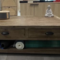 Real Wood Coffee Table With Drawers And Storage