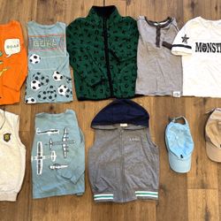 Boy shirts, Uniqlo fleece & polo hats Size 5/6, 120 10 items for $13