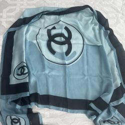 Authentic Chanel stole shawl turquoise/blue/black 14S A52187X26009 Multicolor  100% silk  Made in Italy  RARE & gorgeous stole Brand new with tag atta