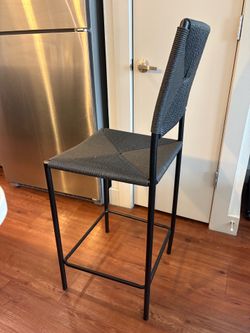 4 Black Metal and Rattan/Wicker Bar stools