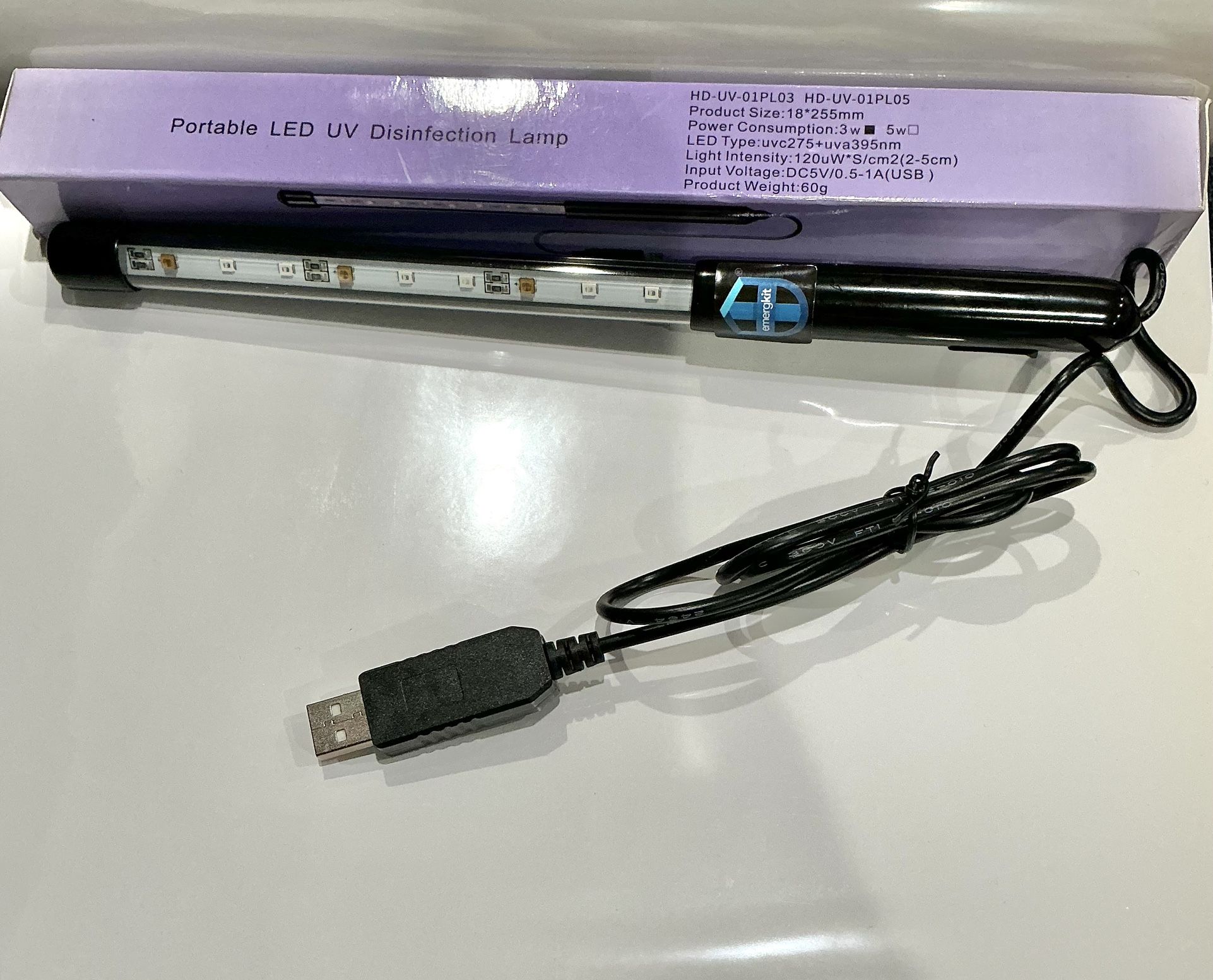 Portable LED UV Disinfection Lamp / Light Sanitizer 18”