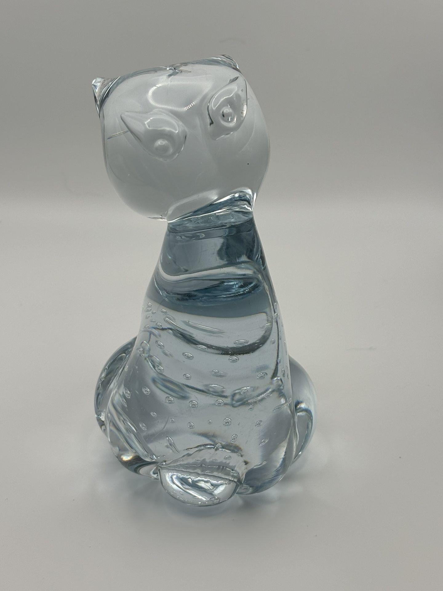 Clear Art Glass Cat Figurine