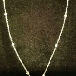 Jericho 18K White Italian Gold Chain With Double Halo Diamond Pendant