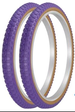 TWO NEW PURPLE/ GUMWALL BMX BICYCLE TIRES 20X 1.75 COMP 3 STYLE