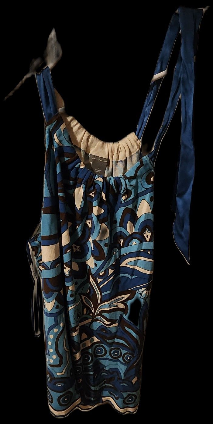 Ann Taylor Blue Dress With Adjustable Straps - Size Small