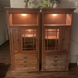 2 Pieces Solid Wood Cabinets 