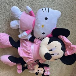 Lot Of 3 LARGE Stuffys. Giant Minnie Mouse, Large Hello Kitty And Medium Size Minnie Mouse 🎀