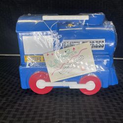 SEALED - Blue Vintage Plastic Lunch Express Engine #9 with Thermos