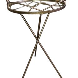 Gold, Mirrored Side Table / Plant Stand / Accent Table / Pedestal Table