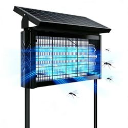 Solar Bug Zapper Outdoor, 4000V Solar Mosquito Zapper for Outdoor & Indoor, 1/2 Acre Coverage Cordless Rechargeable Electric Fly Zapper, IPX5 Waterpro