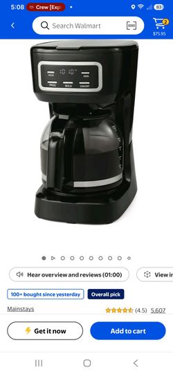 Mainstays Drip Coffee Maker Black