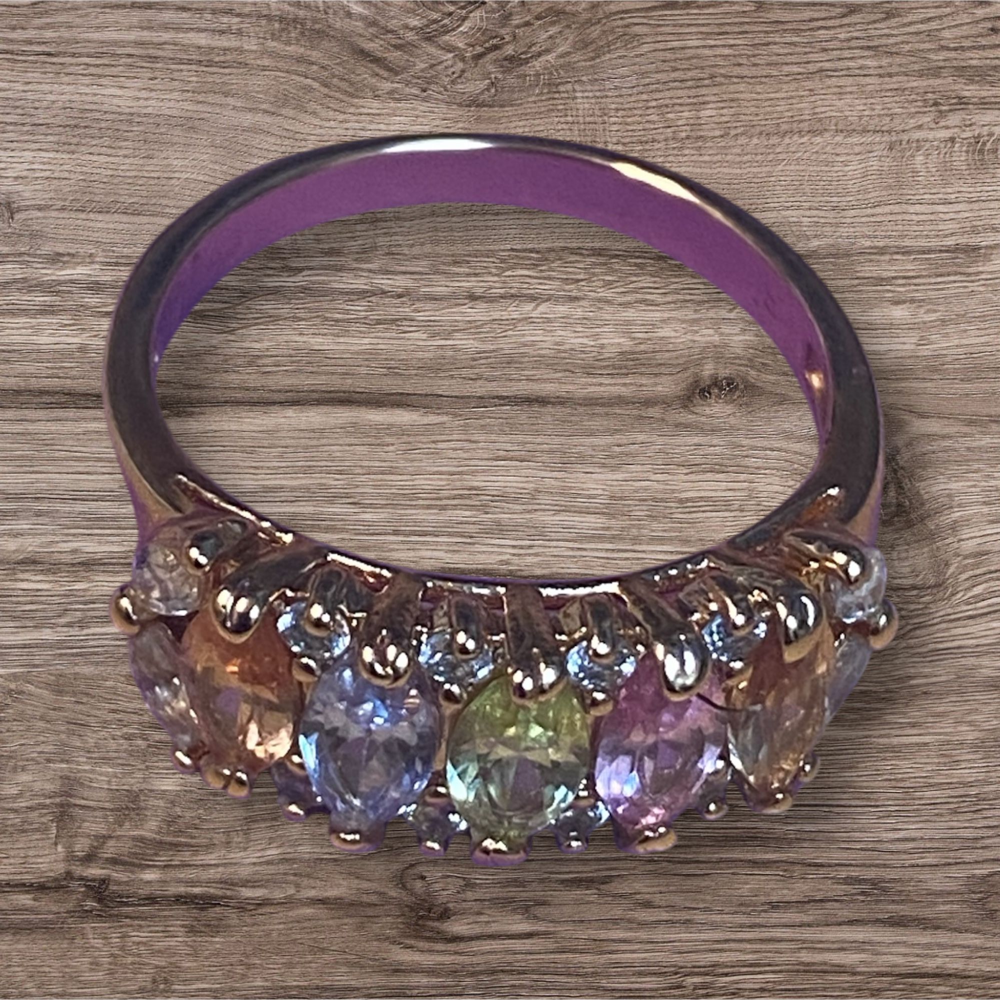 Rose Gold Multicolored Stone Ring