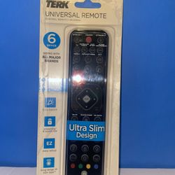  TERK Universal 6-Device Remote Control TRKTBL06B Great For Roku &  Apple Tv