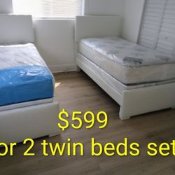 $599 For Both Set Of Twin Bed Including Mattress And Box-spring Brand New Free Delivery 