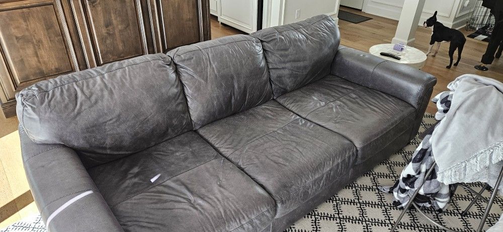 Medici Gray Leather Sofa