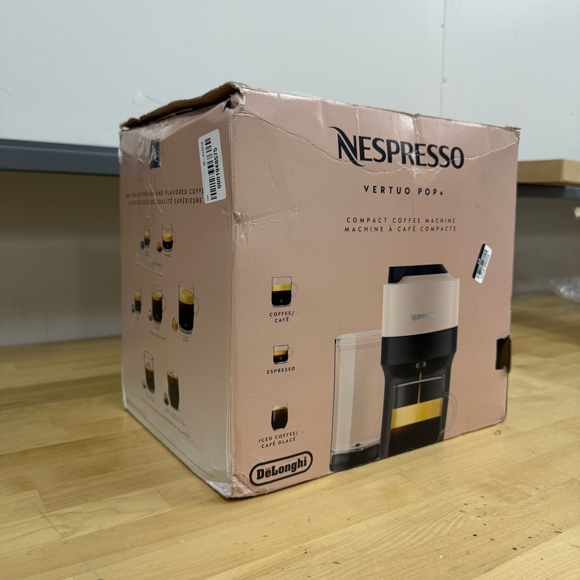 Nespresso Vertuo Pop+ Coffee Espresso Machine Beige by De'Longhi