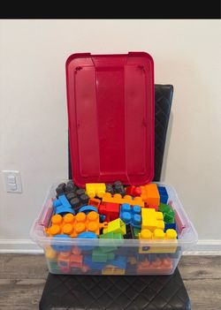 Large Building Blocks Set with Storage Bin