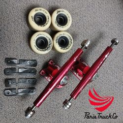 COMBO SET PARIS TRUCKS MINI-LOGO BEARINGS SHOCK PLATE GROMS🌟ONLY $40👍COMPLETE SET!