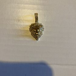 14K GOLD OVER 925 STERLING SILVER LION HEAD PENDANT
