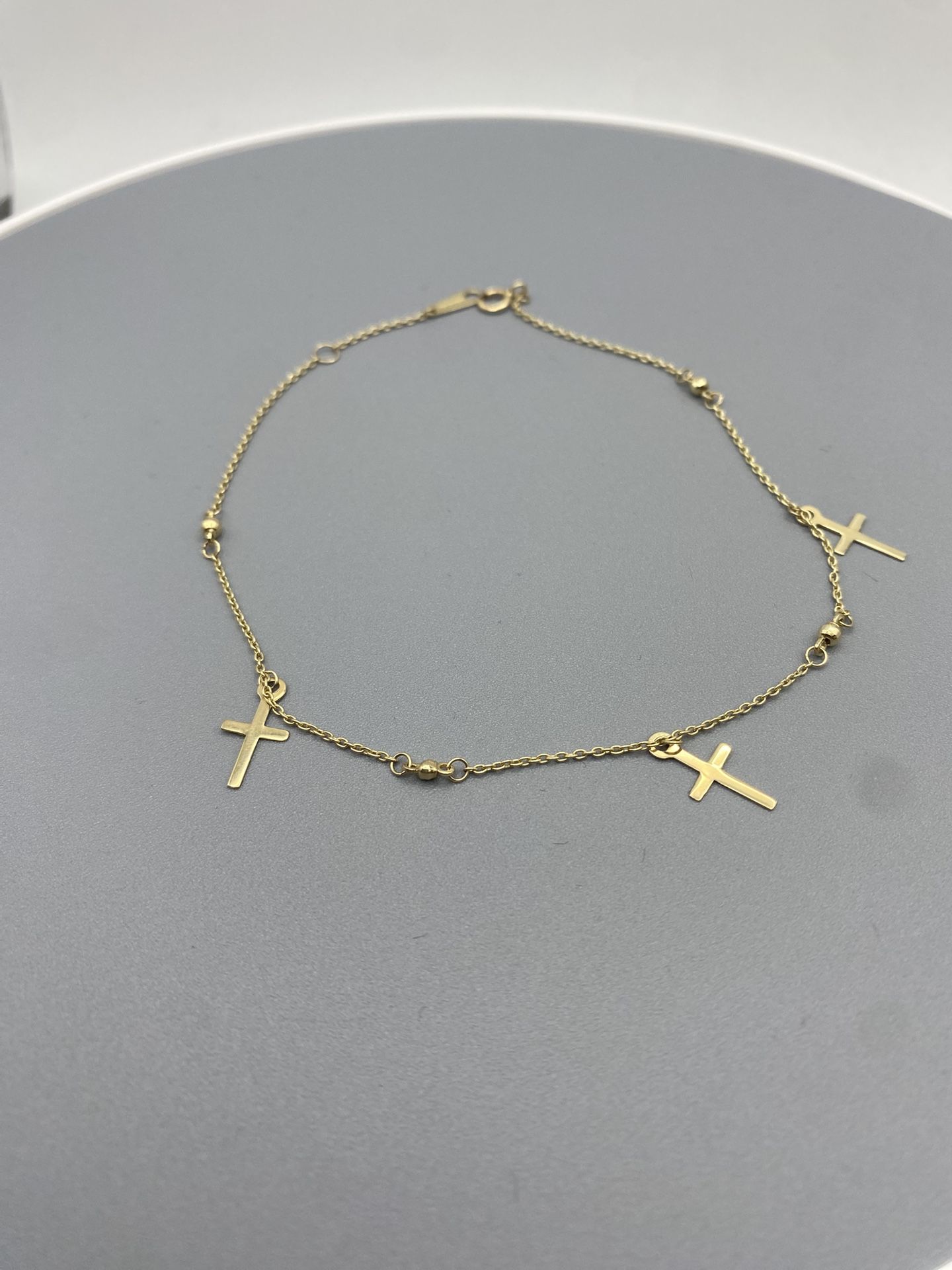 10K Gold 3 Cross Anklet