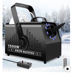 1500W Snow Machine Snowflake Maker: Wired & Wireless Remote Snow Volume - with 9LED RGB Lights - Artificial Fake Snow Machine for Outdoor Christmas Pa