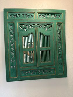 Carved Wood Window Shutter Mirror