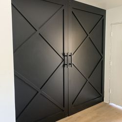 Two Barn Doors 50/96 Black with custom design  Covers 96/96