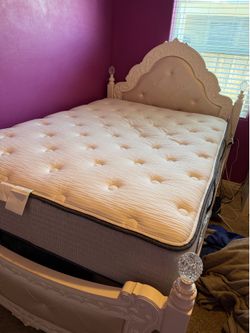 White with diamonds bedding frame and dresser