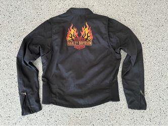 Vintage HARLEY DAVIDSON Nylon Riding Black Jacket. Embroidered. Zip. Pockets.