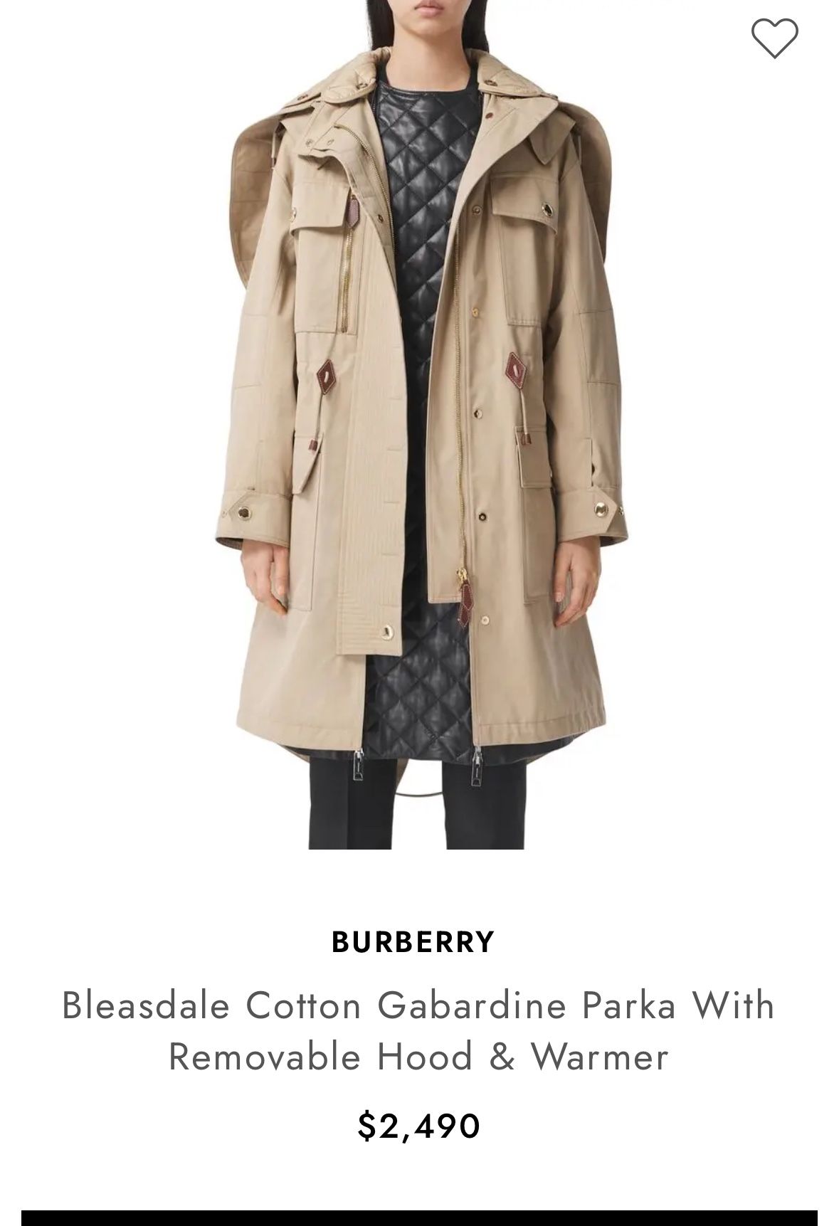 Bleasdale Cotton Gabardine Parka With Removable Hood & Warmer Women Size 4