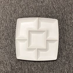  Simply Squared White Chip & Dip Plastic Tray - 12"