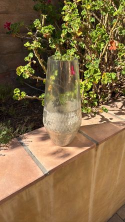 Clear Glass Vase with Silver Base