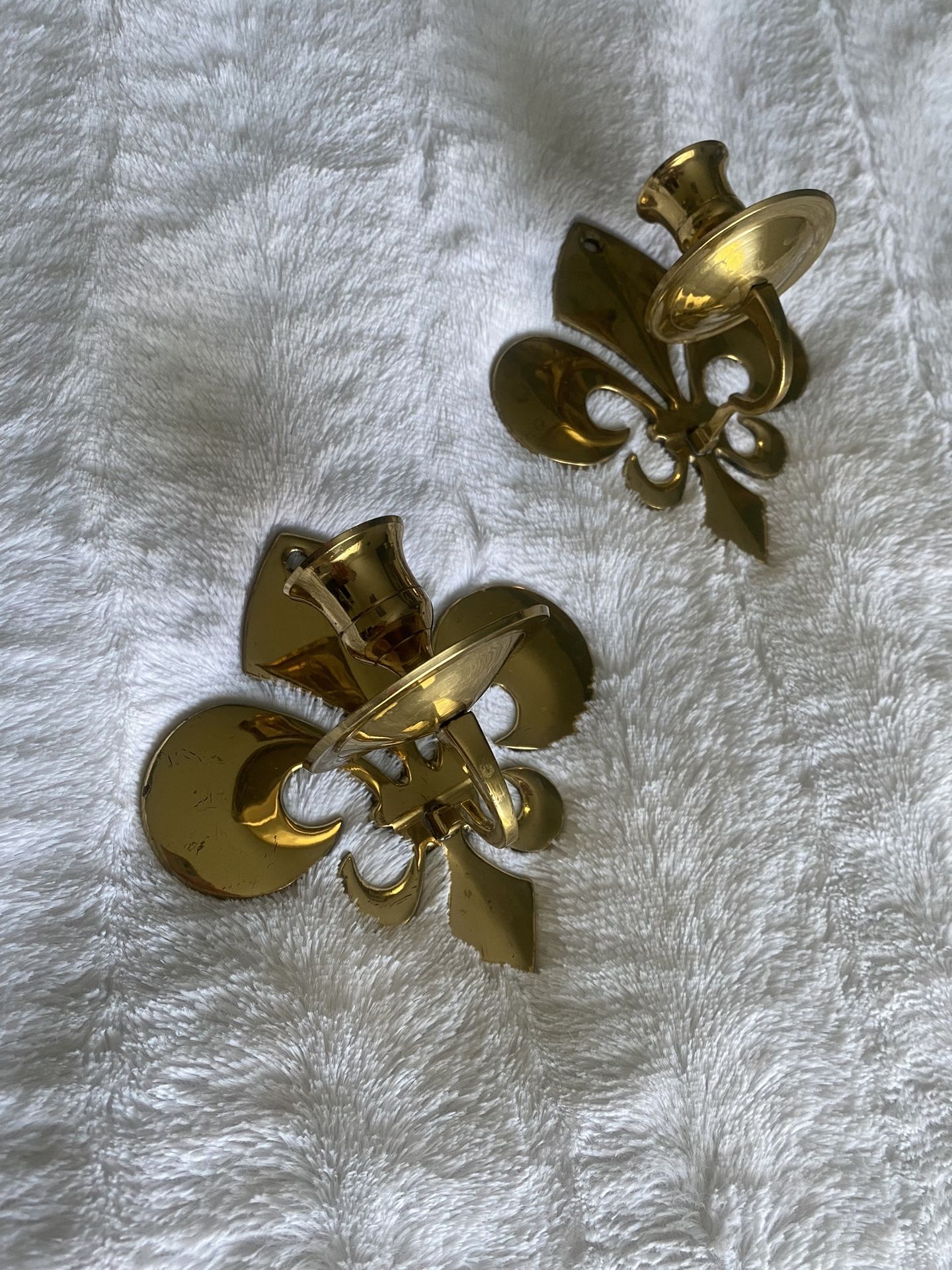 Two Brass Candle Holder Sconces