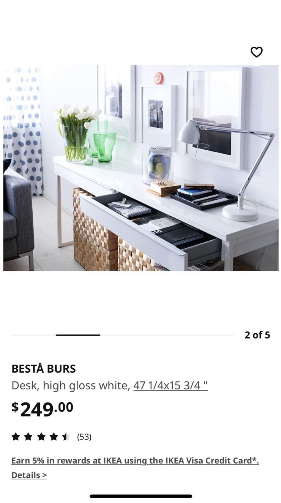 IKEA Besta Burs High Gloss Desk , New in Box