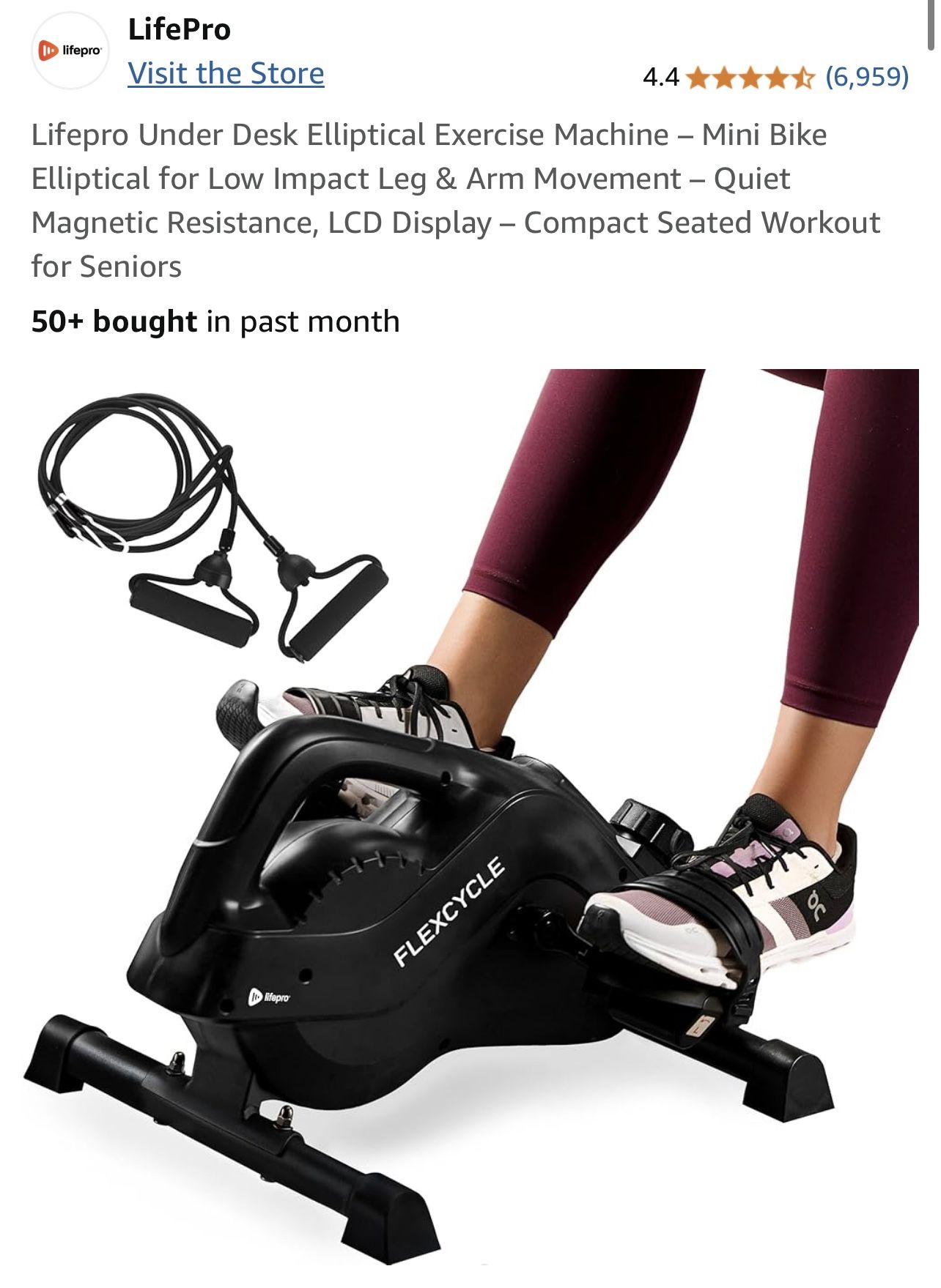 NEW in the box - Lifepro Under Desk Elliptical Exercise Machine – Mini Bike Elliptical for Low Impact Leg & Arm Movement – Quiet Magnetic Resistance