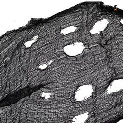 Halloween Black Creepy Cloth Decoration Ghost Atmosphere Tattered Fabric Gauze, 30x95 Inch

