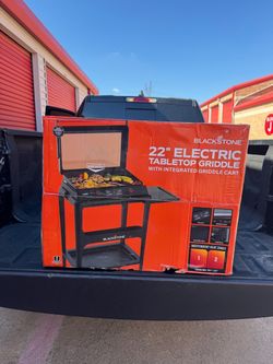 Blackstone E-Series Griddle, 22 Inch 2-Burner Electric Flat Top Grill with Hood and Prep Cart, Black