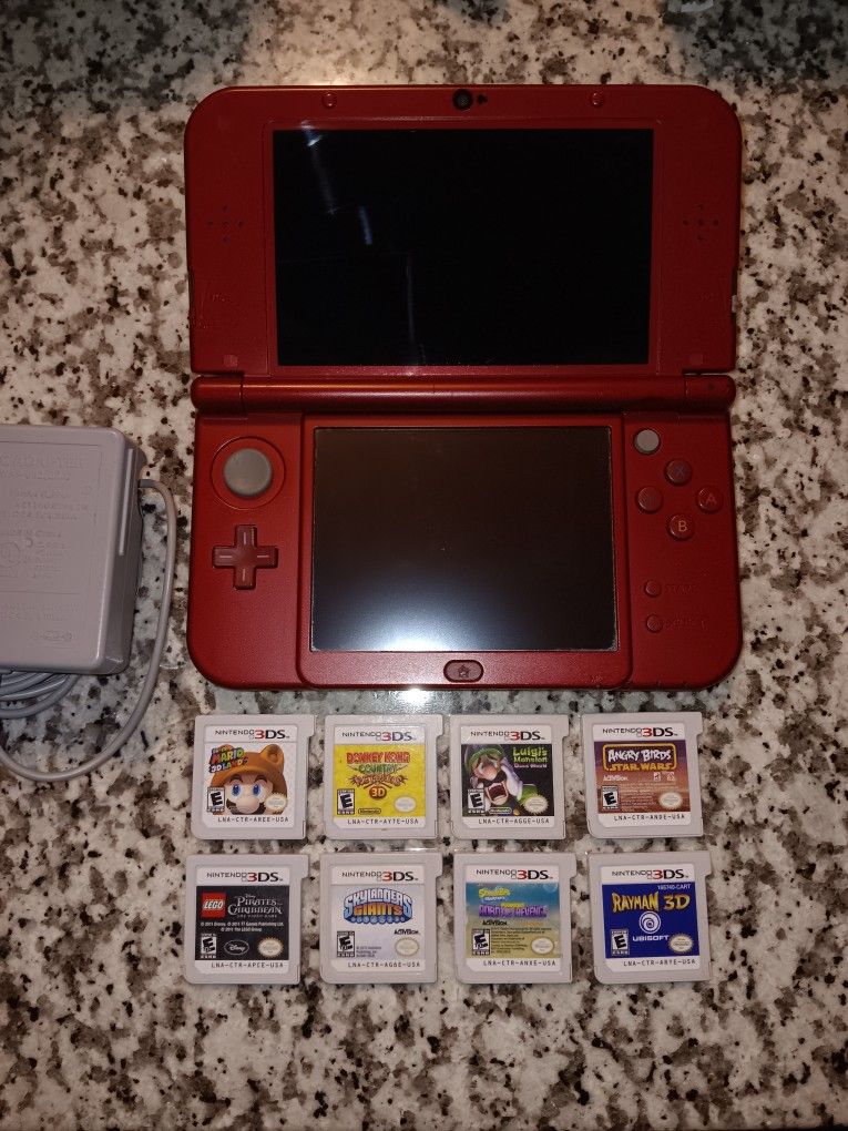 Nintendo 3DS XL "NEW" Console System Bundle With 8 Games Mario 3D Land + Donkey Kong + Lego Star Wars + Luigis Mansion Dark Moon 